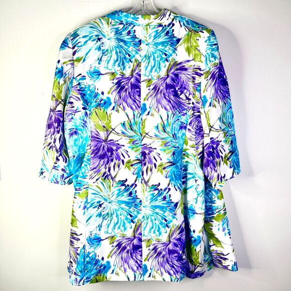 JOHN MEYER Coat Blazer Women 34W Plus Blue Purple Floral Bohemian Bloomcore NWT - Picture 2 of 7